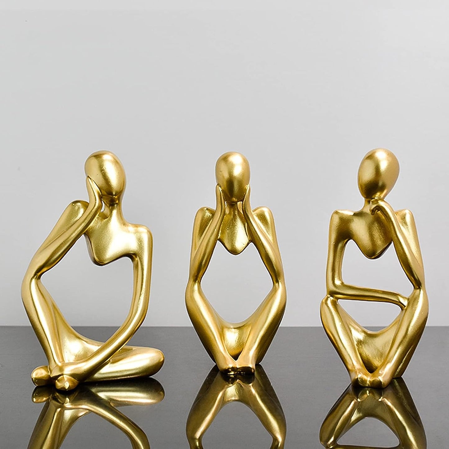 3 Pcs Thinker Resin Statue Set