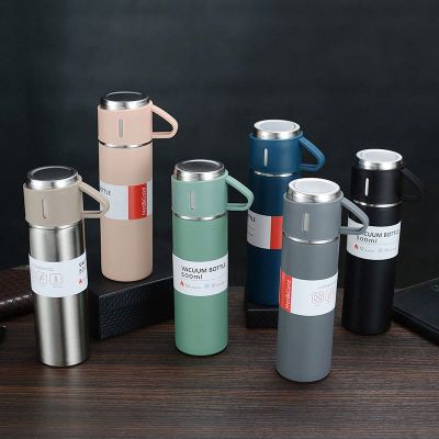 Cup Double-Layer Stainless Steel Vacuum Flask Set
