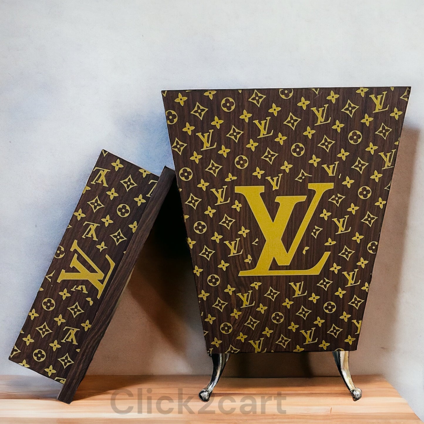 Wooden Tissue Box & Dustbin Set