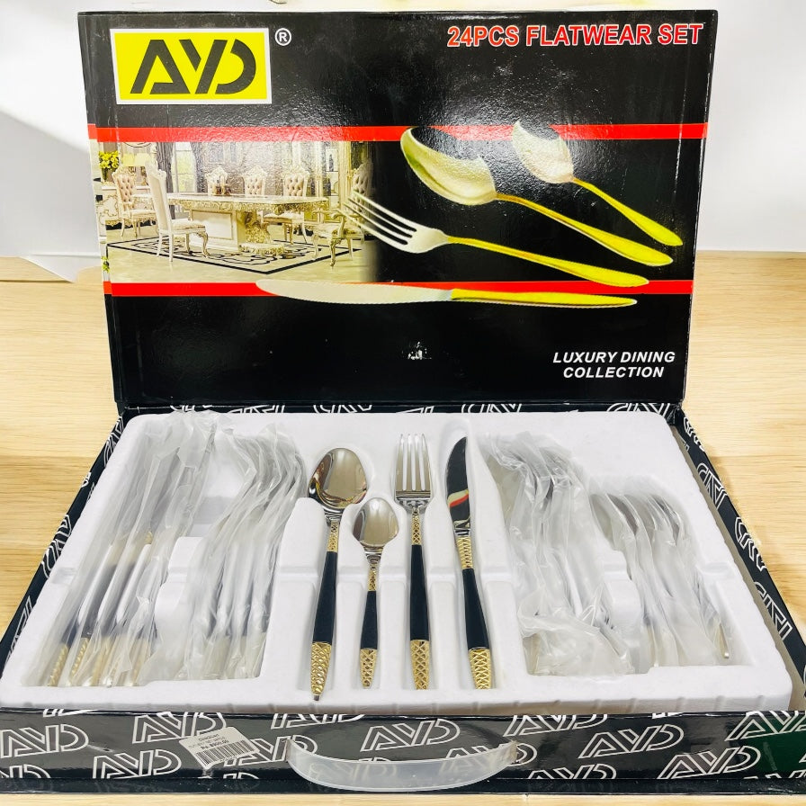 Ayd 24 Pcs Cutlery Set (Golden & Black)