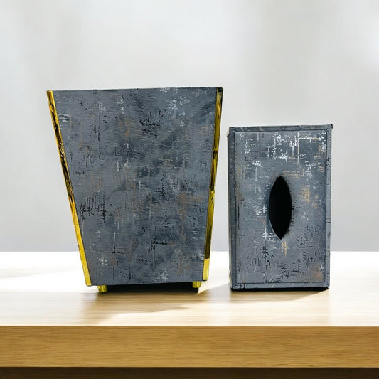 Open media 2 in modal Wooden Tissue Box & Dustbin Set