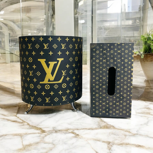 Open media 2 in modal Wooden Tissue Box & Dustbin Set