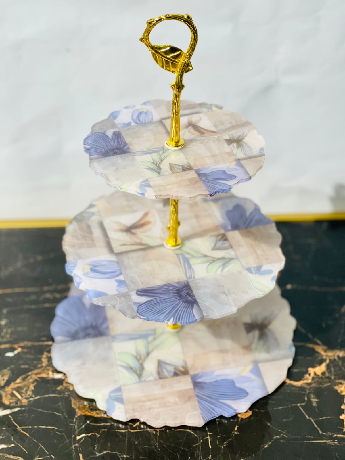 3 Tier Melamine Floral Serving Tray