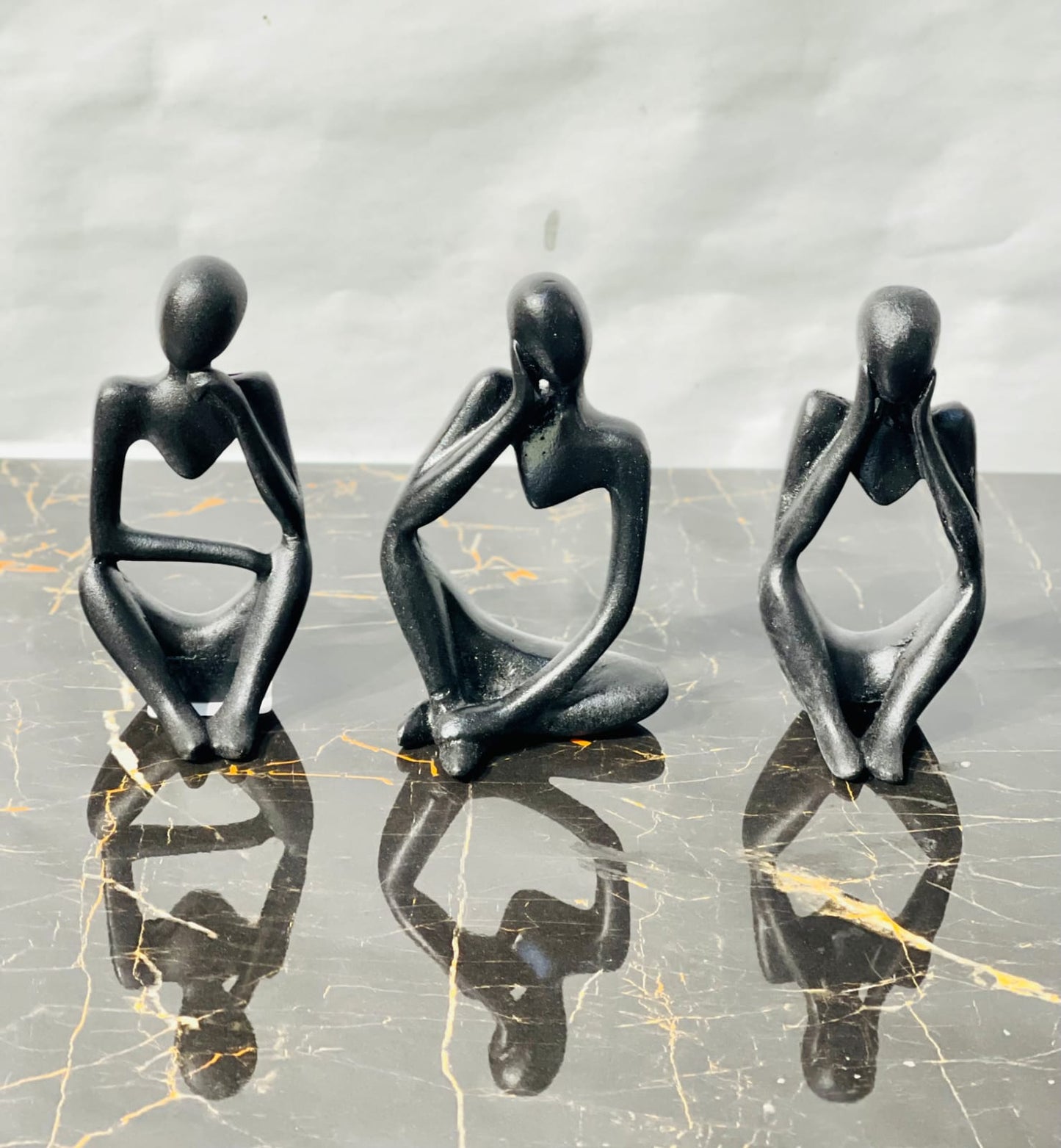 3 Pcs Thinker Resin Statue Set
