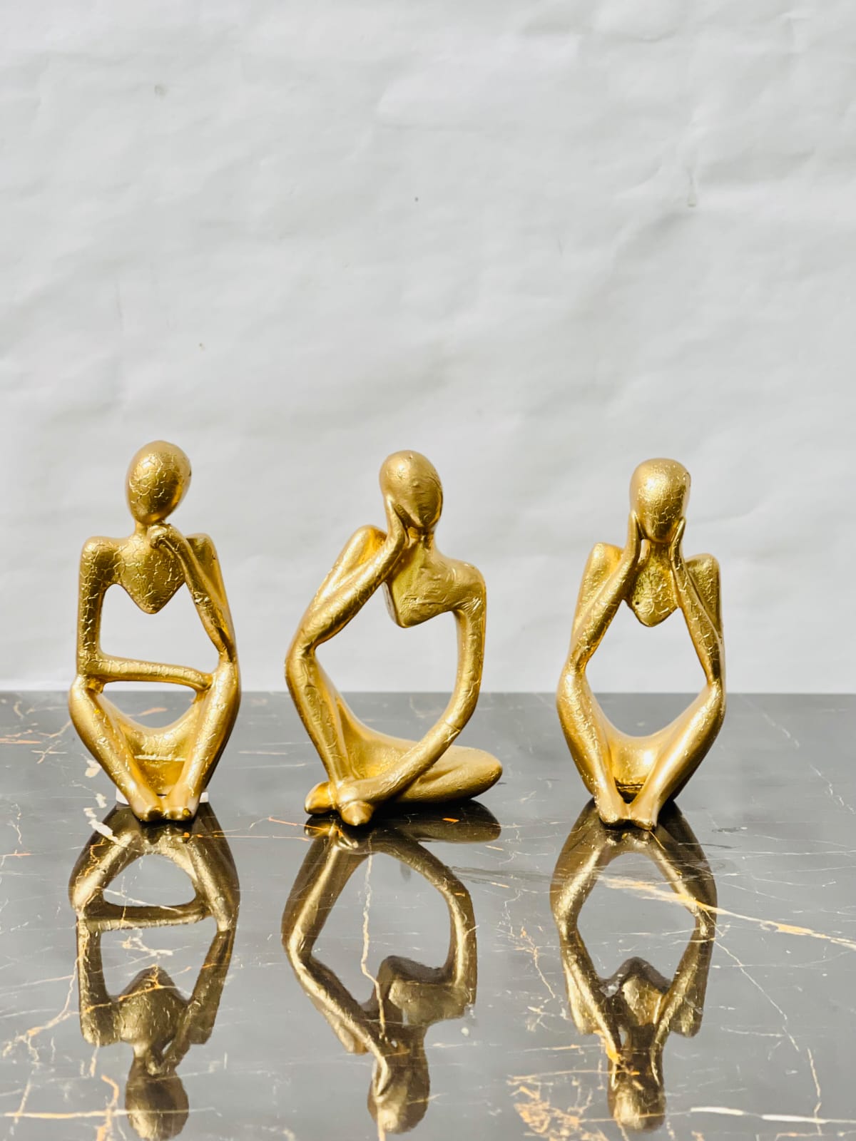 3 Pcs Thinker Resin Statue Set