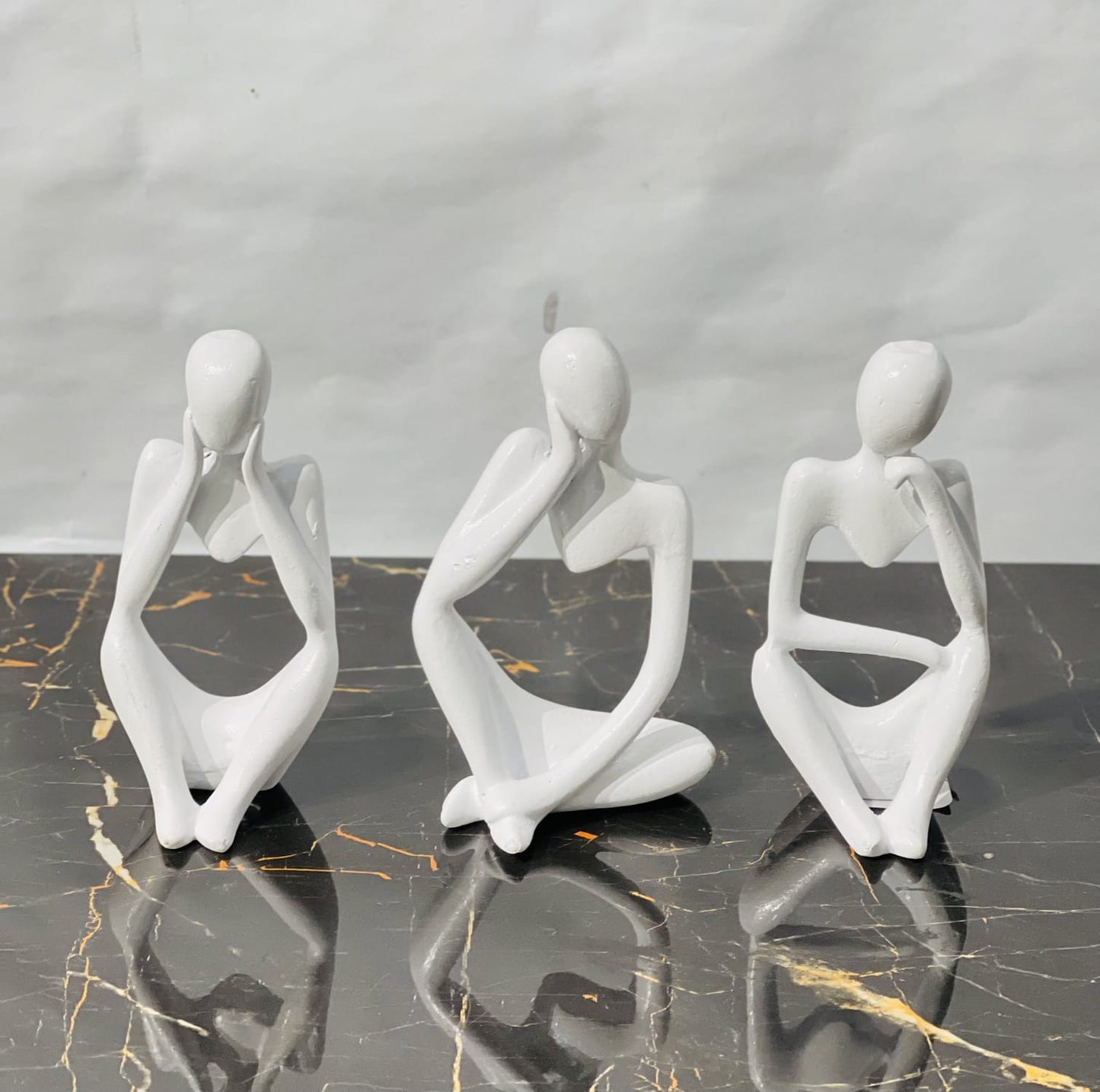 3 Pcs Thinker Resin Statue Set