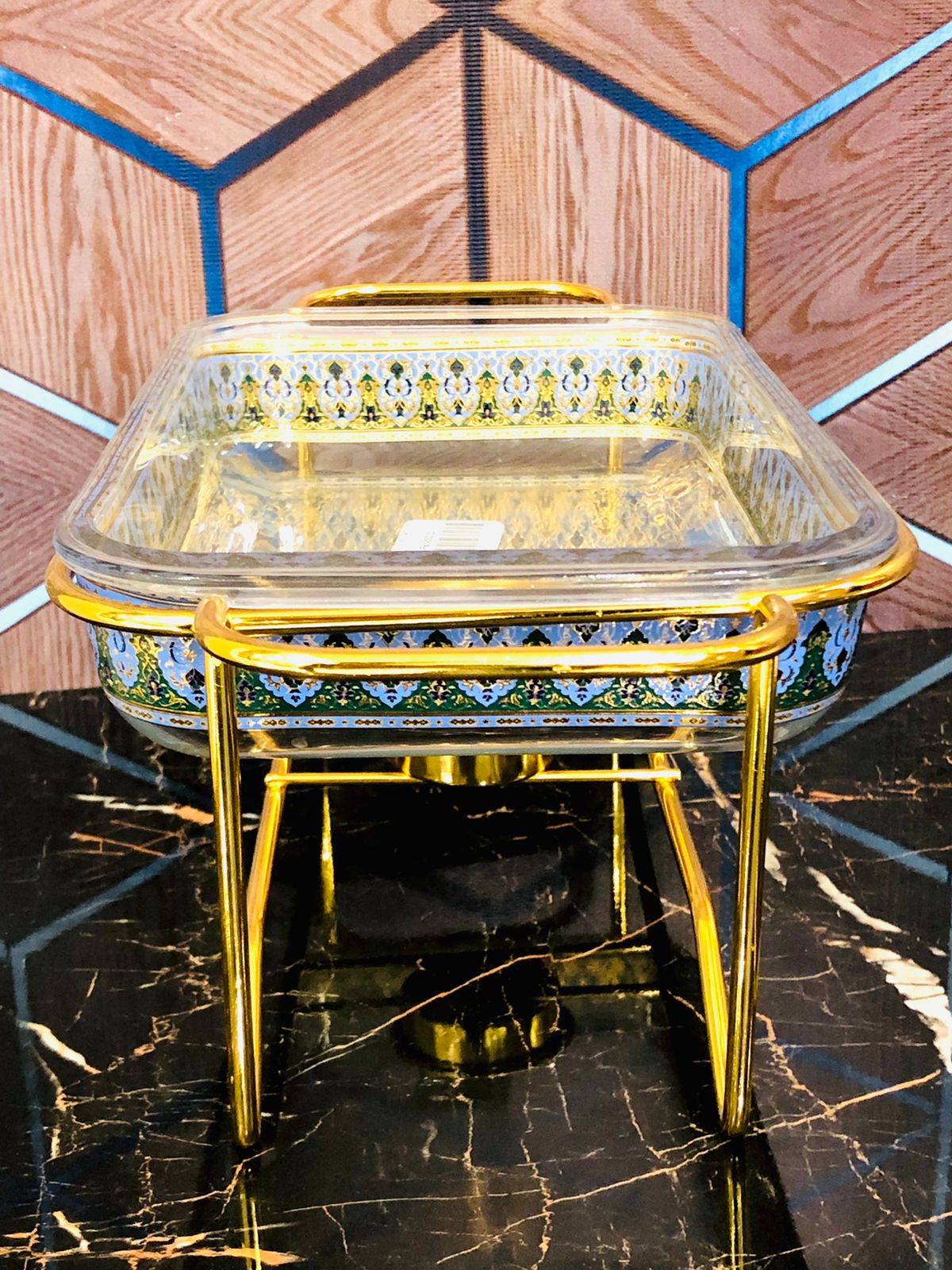 Glass Bowl With Metal Stand