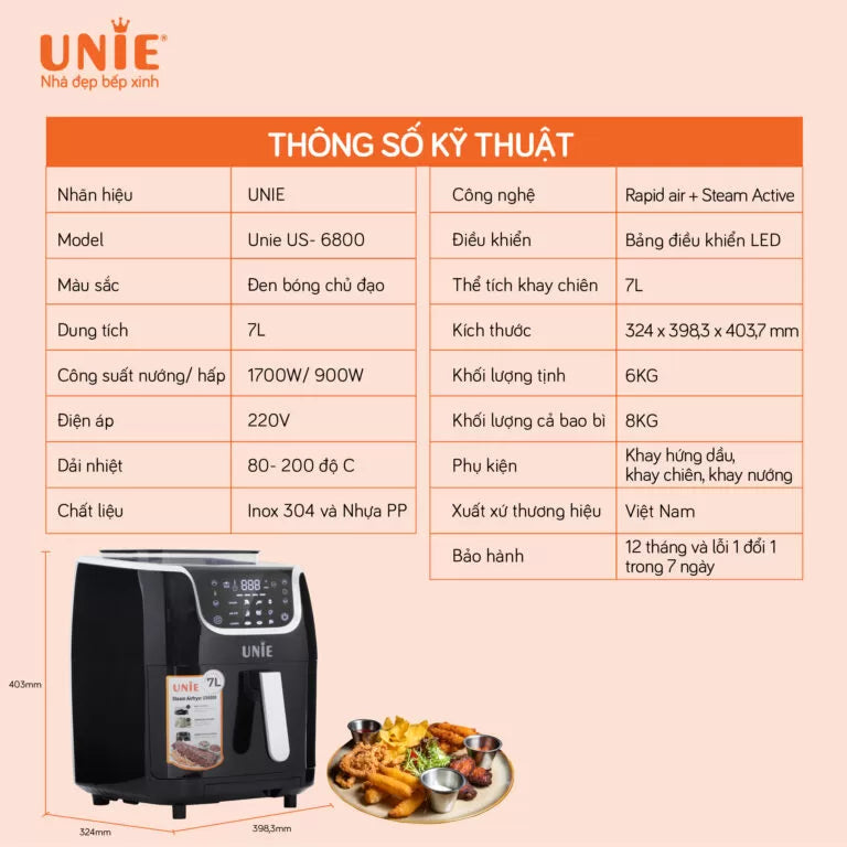 Unie Air Fryer US-6800 with Steam Function