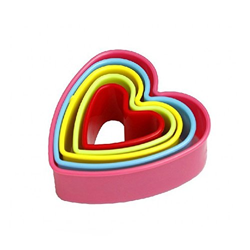 5Pcs Heart Shape Plastic Biscuit Cutters