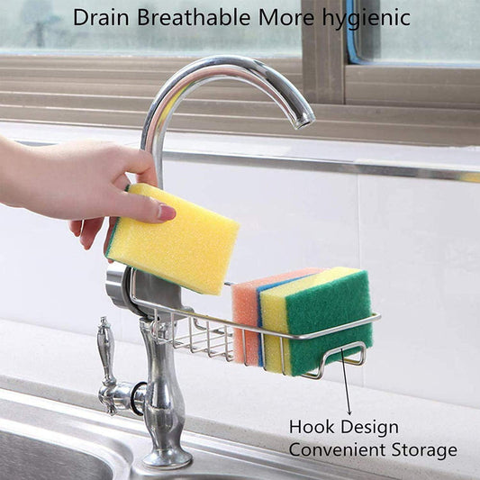 Adjustable Sink Faucet Shelf Stainless Steel Drain Rack