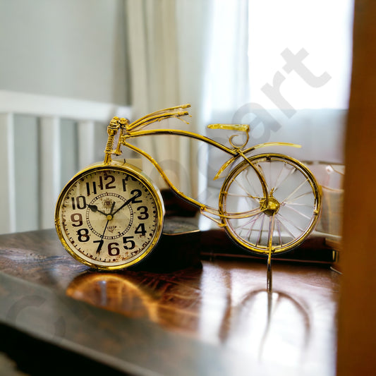 Classic Vintage Bicycle Golden Table Clock