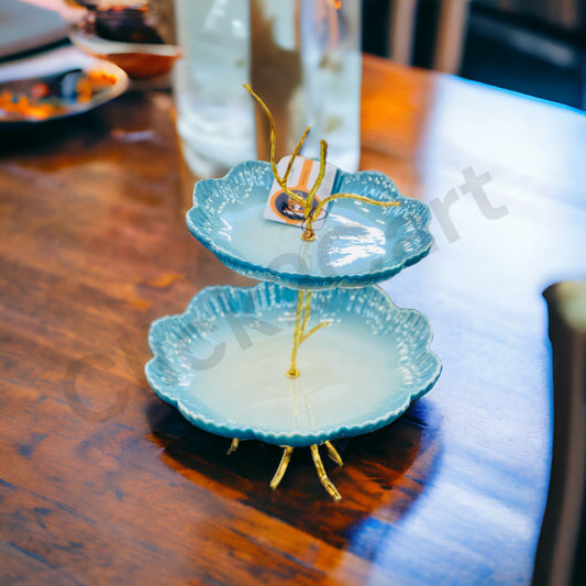 Ceramic 2 Tier Dessert Platter