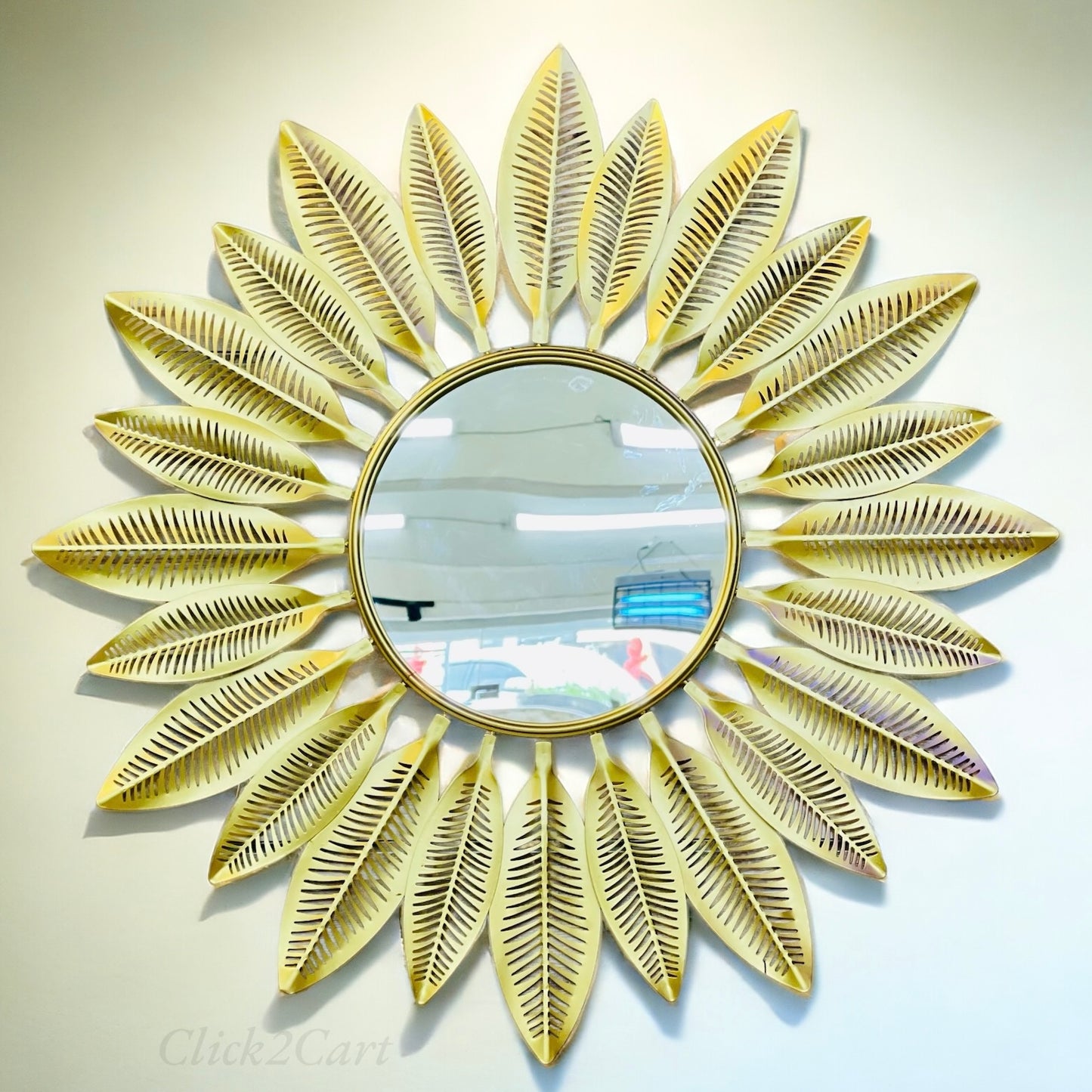 Metal Leaf Design Wall Mirror