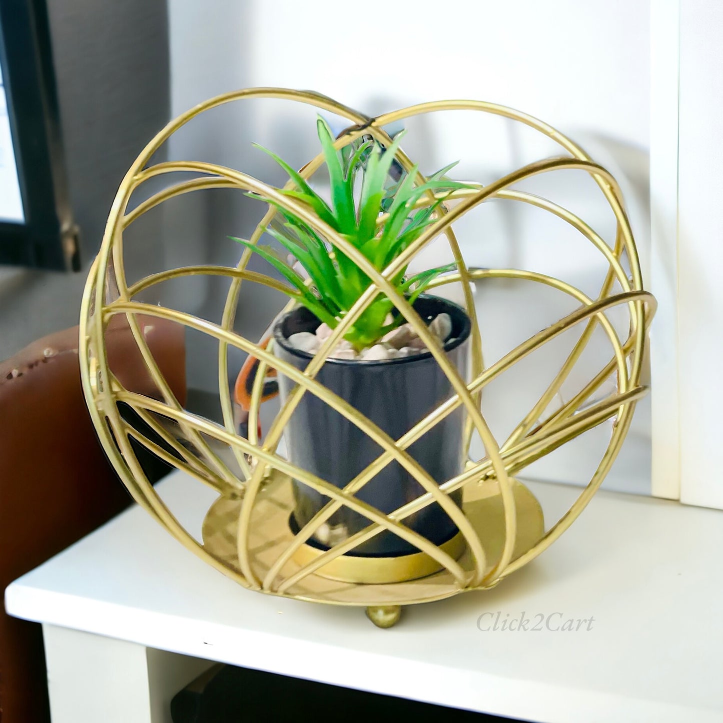 Metal Cage With Plant Holder