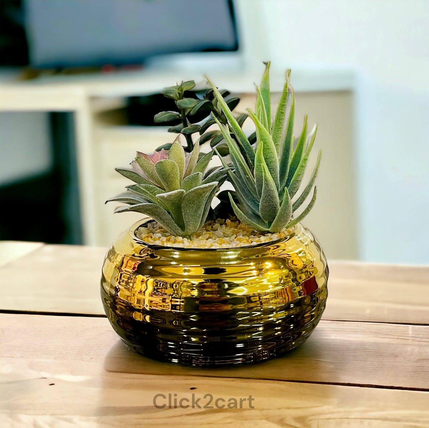 Artificial Golden Flower Pot