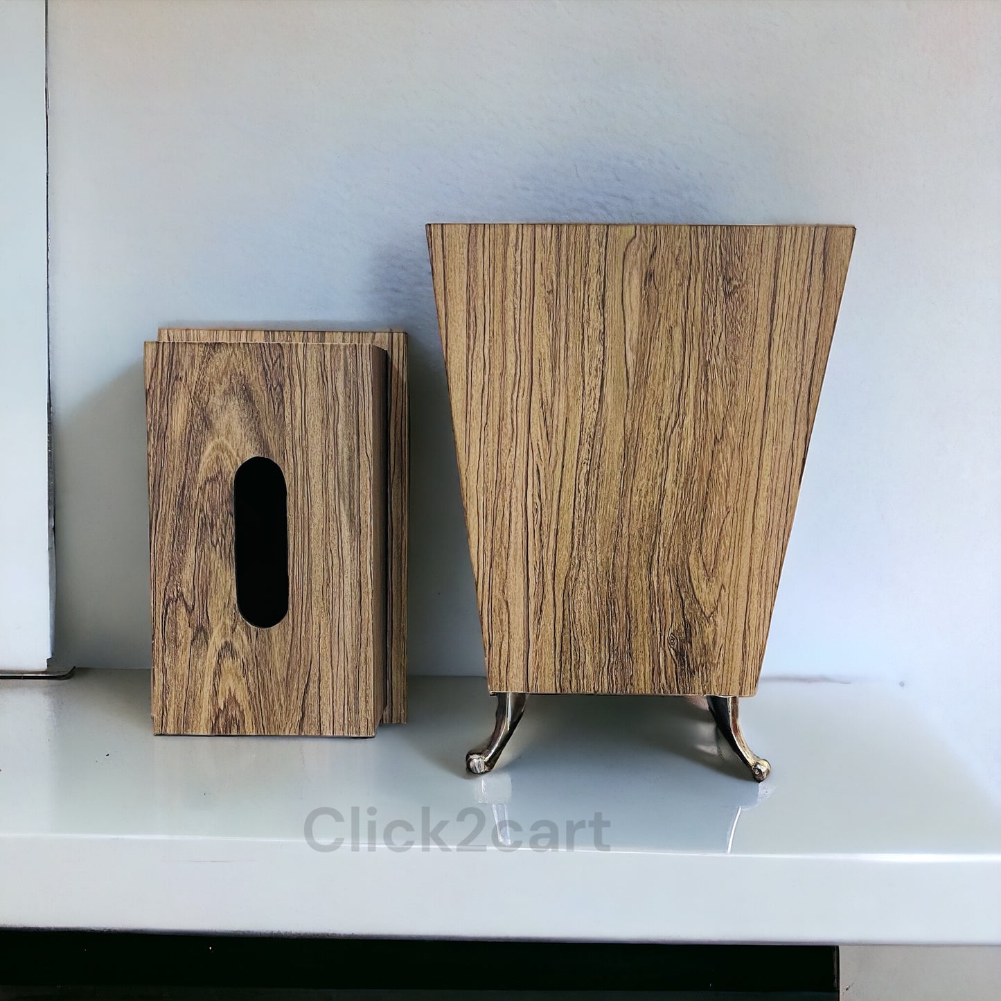 Wooden Tissue Box & Dustbin Set Click 2 Cart