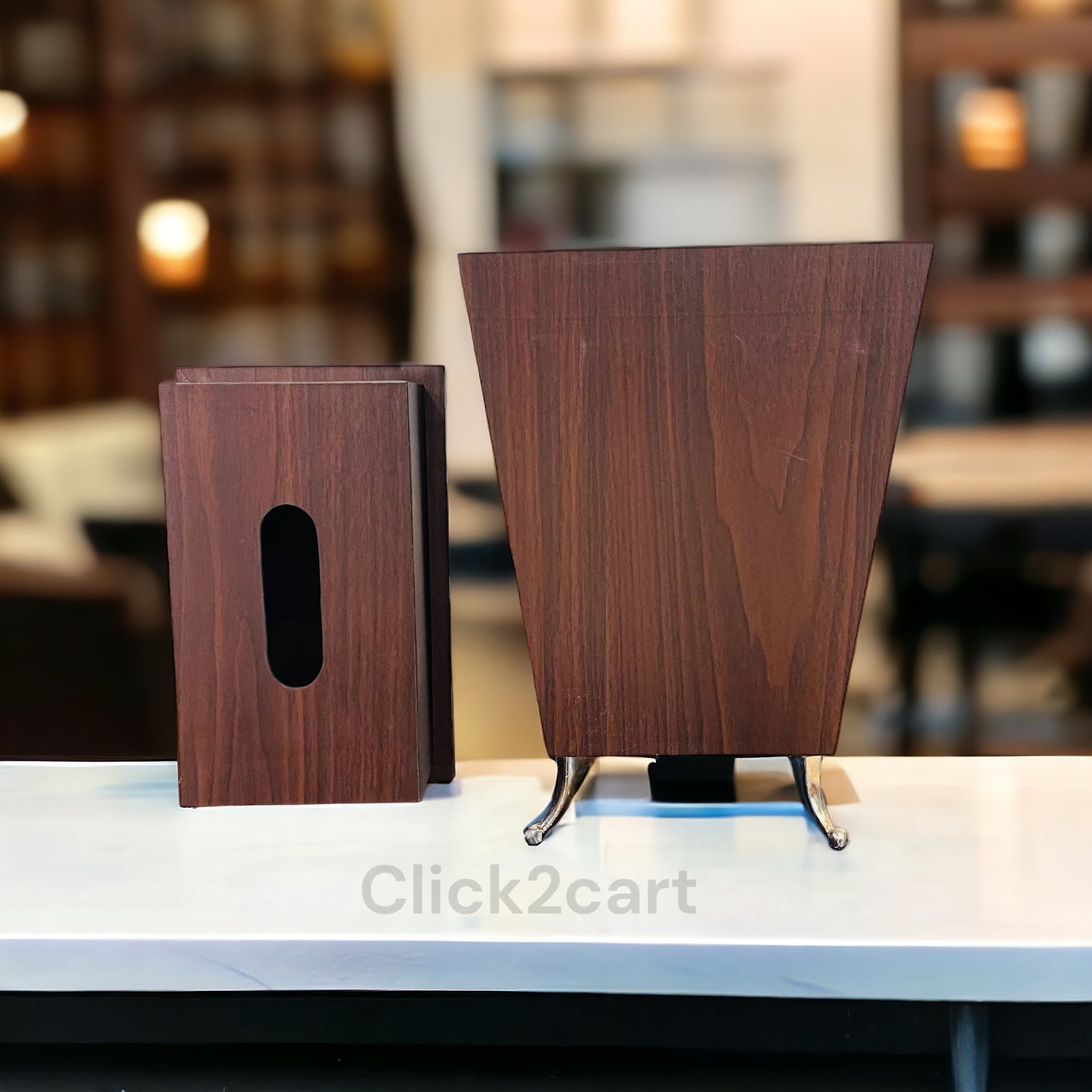 Wooden Tissue Box & Dustbin Set Click 2 Cart