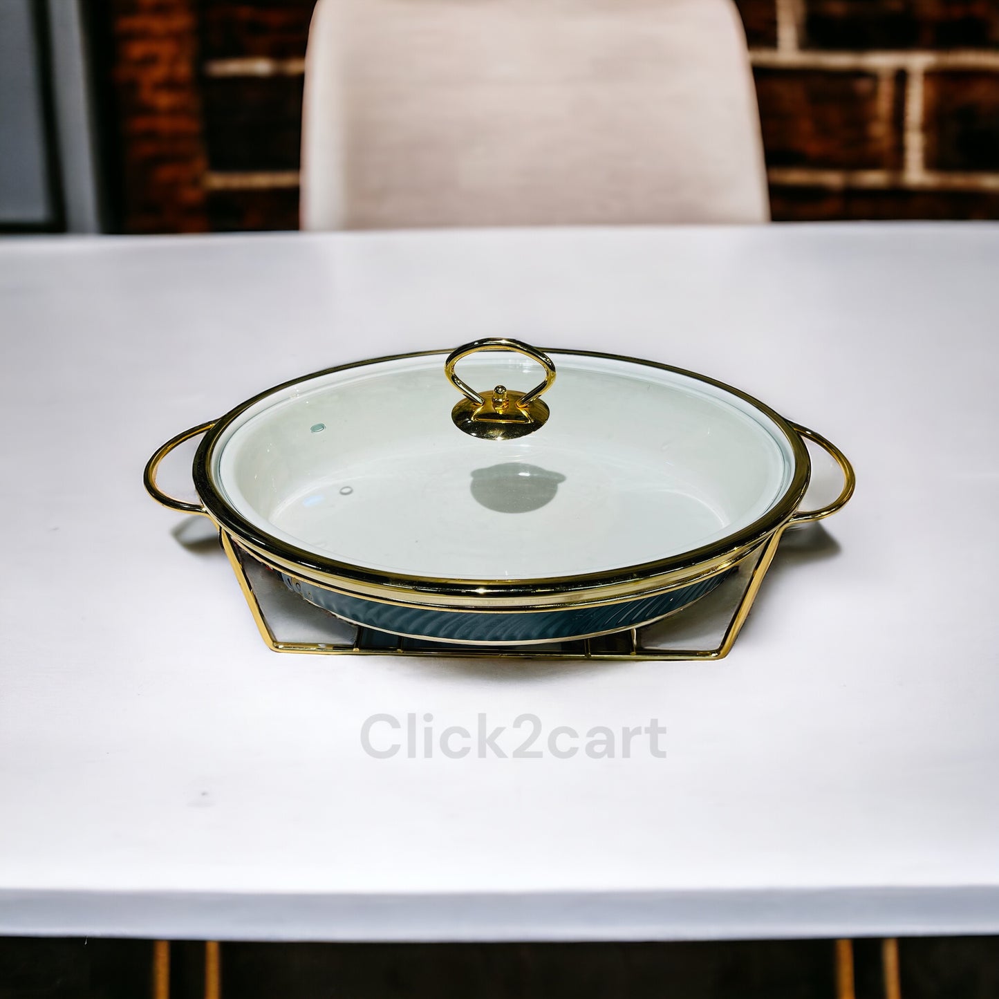 Oval Shape Buffet With Metal Stand