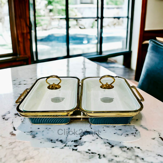 2 Pcs Buffet Set With Gold Stand