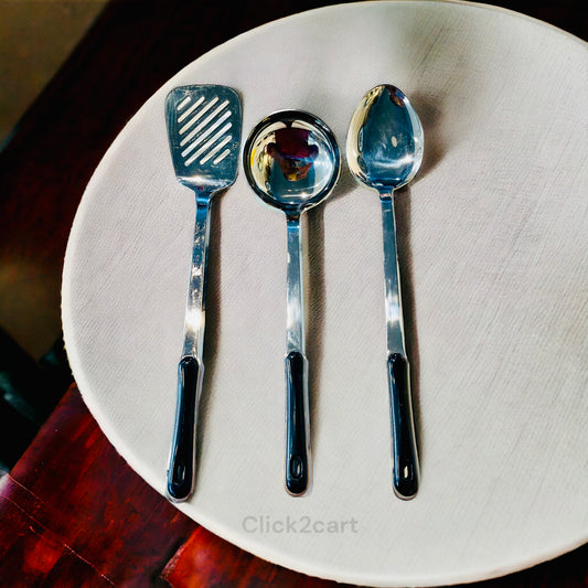 Steel 3 Pcs Serving Spoon Set