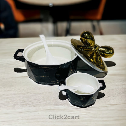 Soup Set 6 Person Serving With Golden Stand