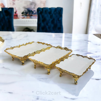 Ceramic Tray With Golden Stand