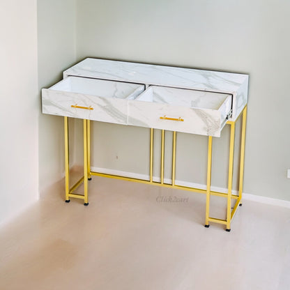 Luxury Golden & White Console With Drawer