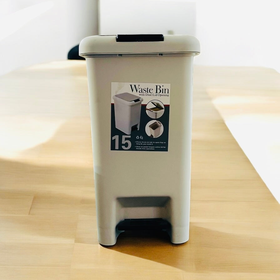 15 Litre Double Lid Push or Pedal Bin