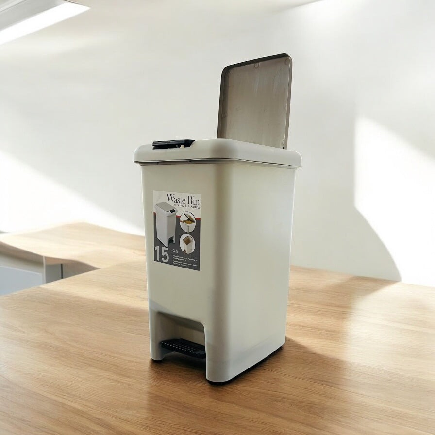 15 Litre Double Lid Push or Pedal Bin