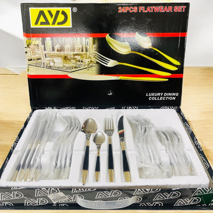 Ayd 24 Pcs Cutlery Set (Golden & Black)