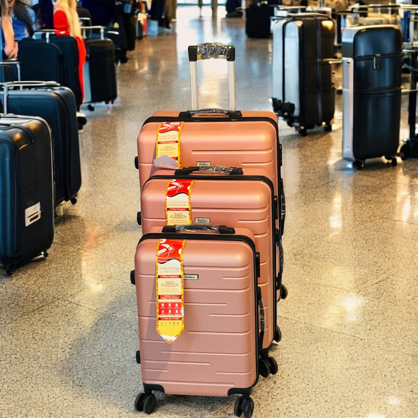 Luggage With 4 Spinner Wheels (3pcs) PINK