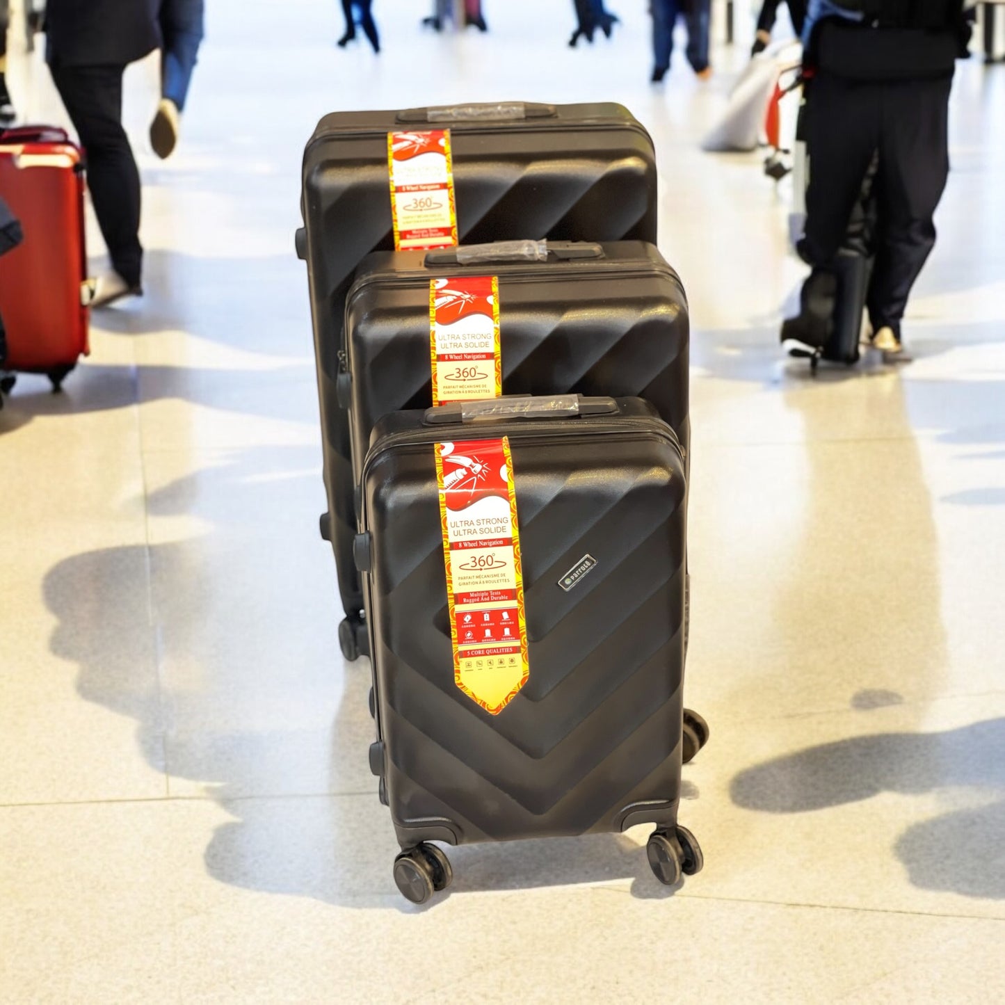 Luggage With 4 Spinner Wheels (3Pcs) BLACK