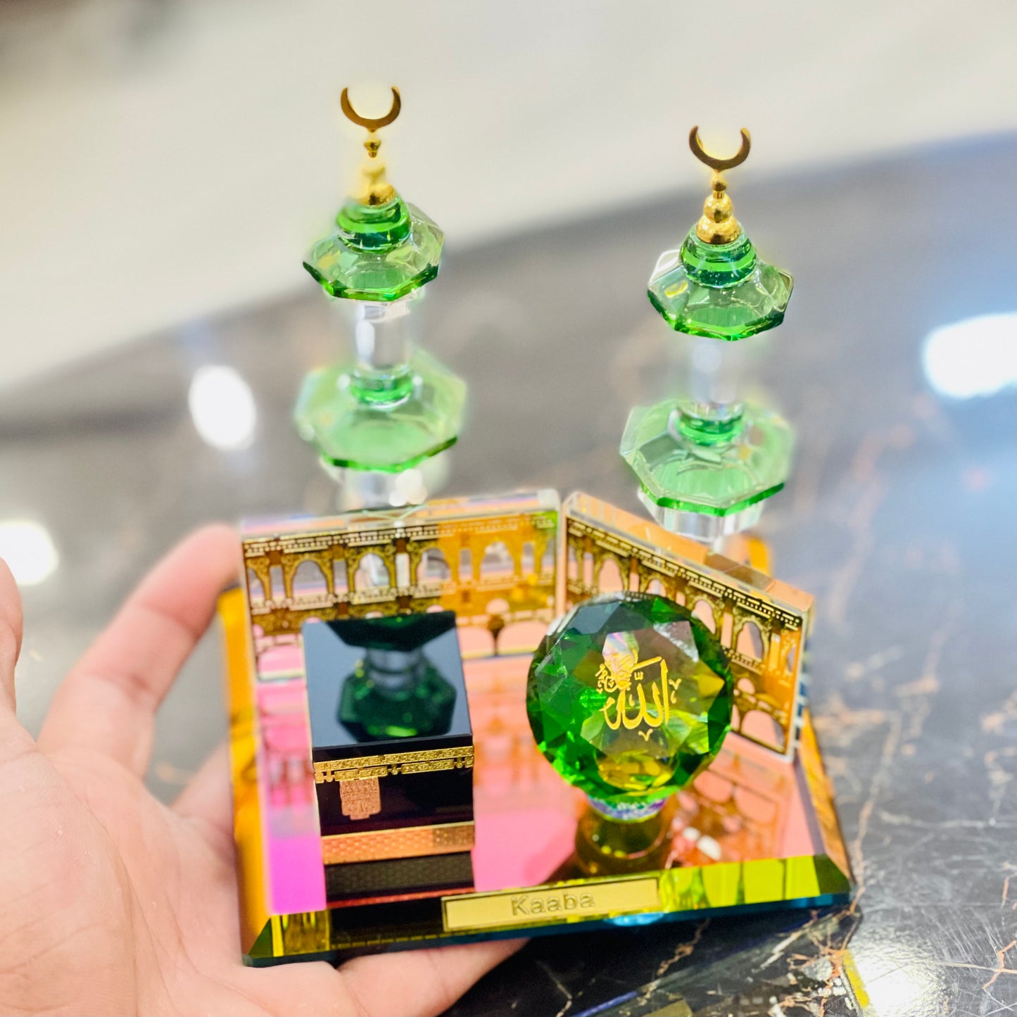 Crystal Glass Decorative Kaaba Mecca Showpiece