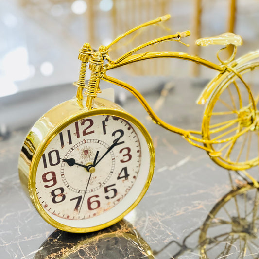 Classic Vintage Bicycle Golden Table Clock