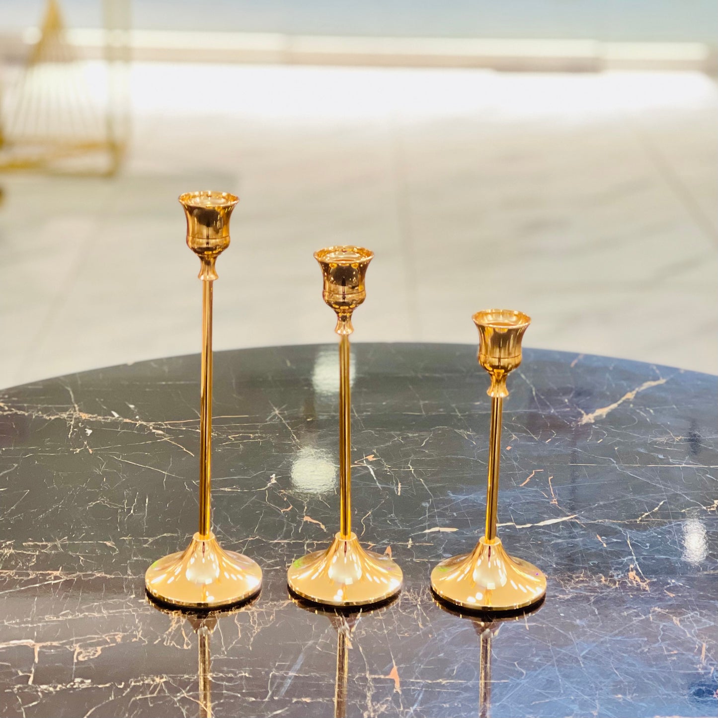 Luxury brass gold candlestick holder stand