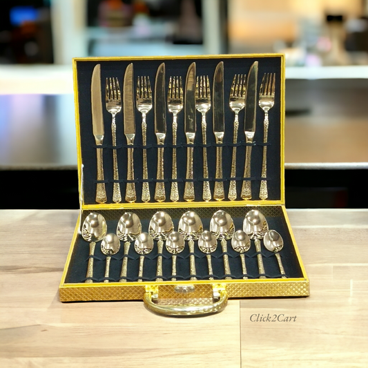 24 Pcs Cutlery Set (Golden)