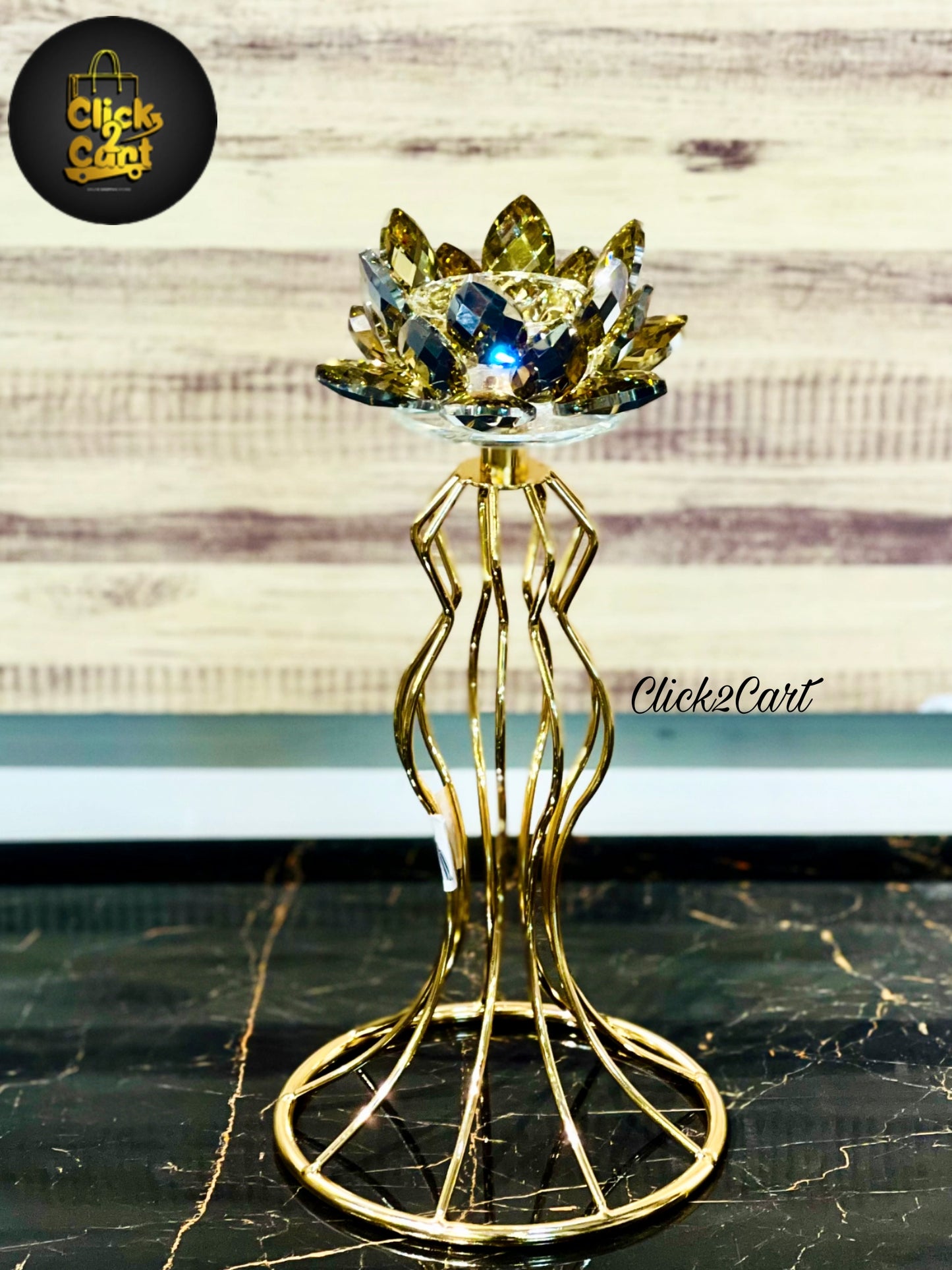 Crystal and Metal Candle Stand