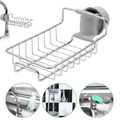 Adjustable Sink Faucet Shelf Stainless Steel Drain Rack