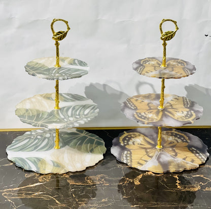 3 Tier Melamine Floral Serving Tray