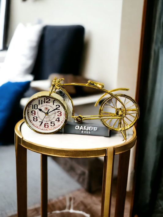 Classic Vintage Bicycle Golden Table Clock