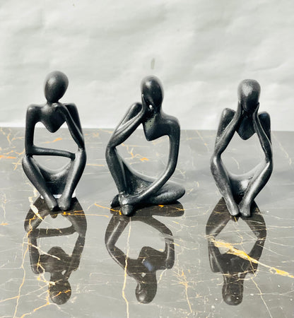 3 Pcs Thinker Resin Statue Set