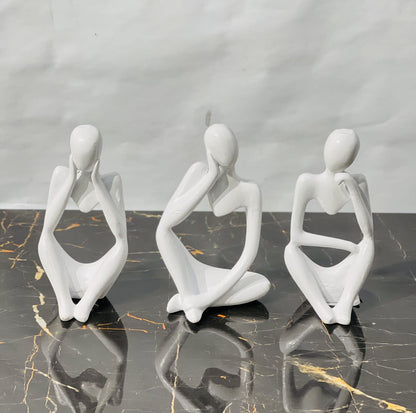 3 Pcs Thinker Resin Statue Set