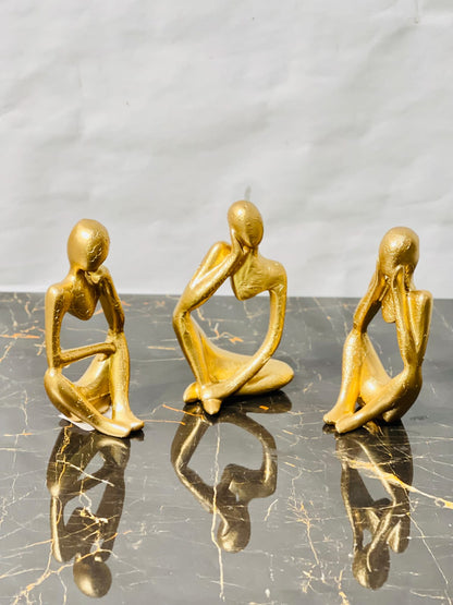 3 Pcs Thinker Resin Statue Set