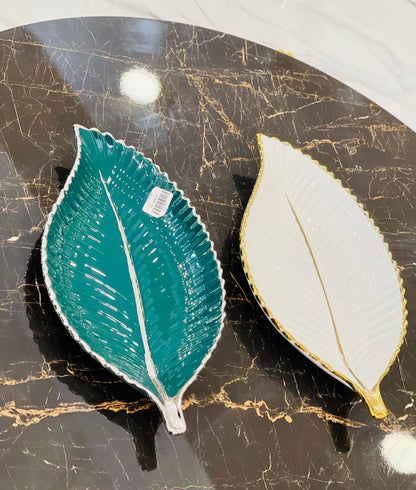 Ceramic Leaf Design Serving Dish