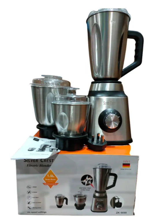 3 IN 1 Stainless Steel Jug, Dry Grinder, Chopper 3 speed control