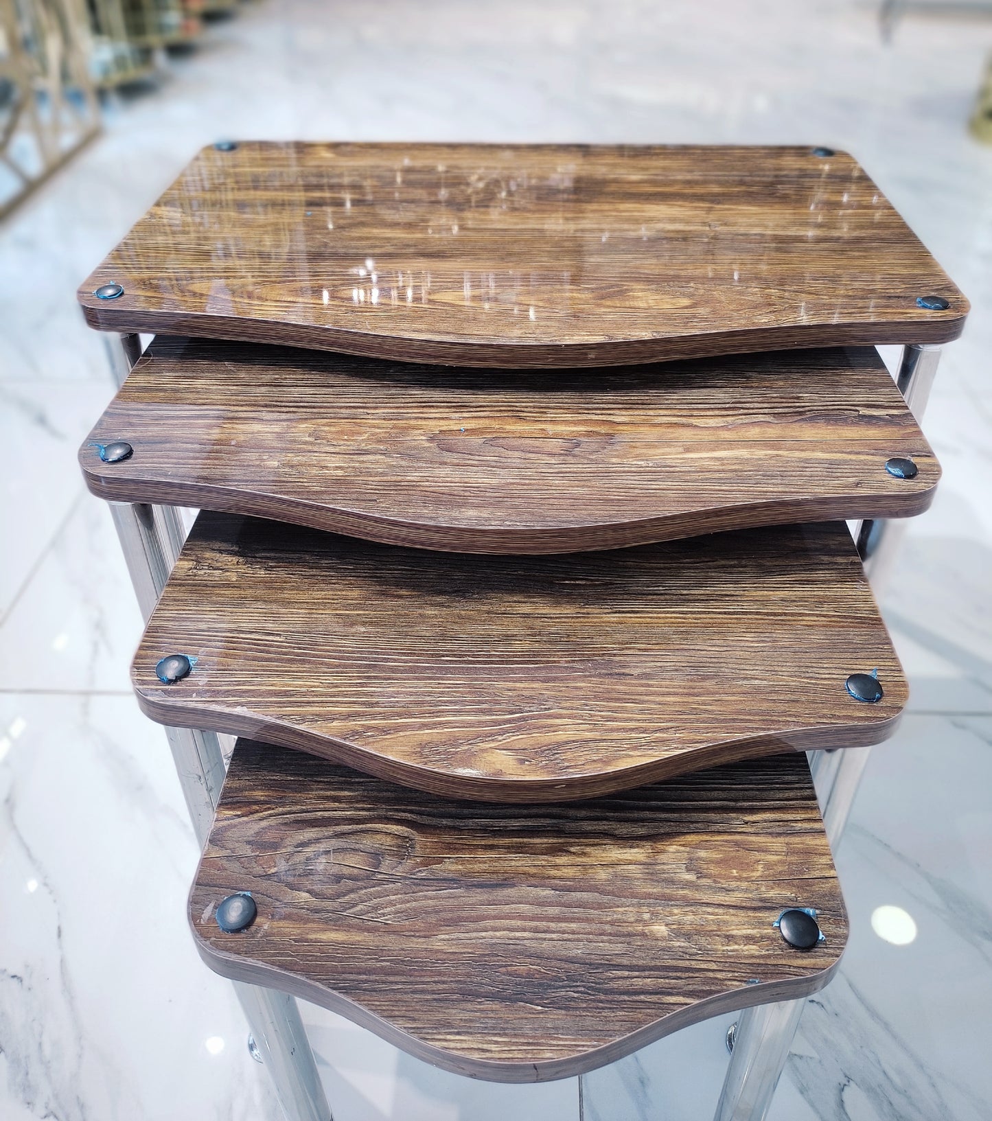 4 Pcs Wooden Top Table Set (brown)