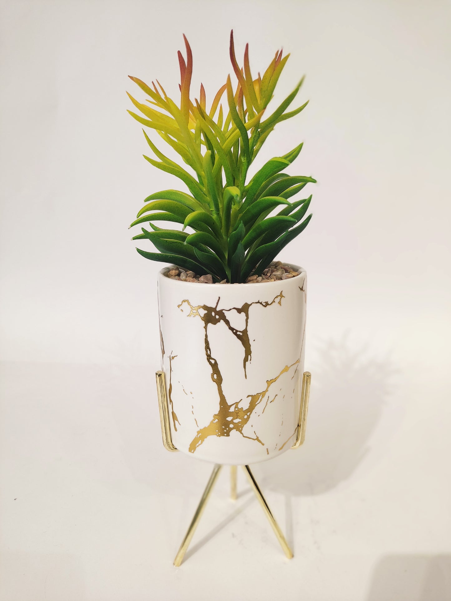 Ceramic Flower Pot With Metal Stand