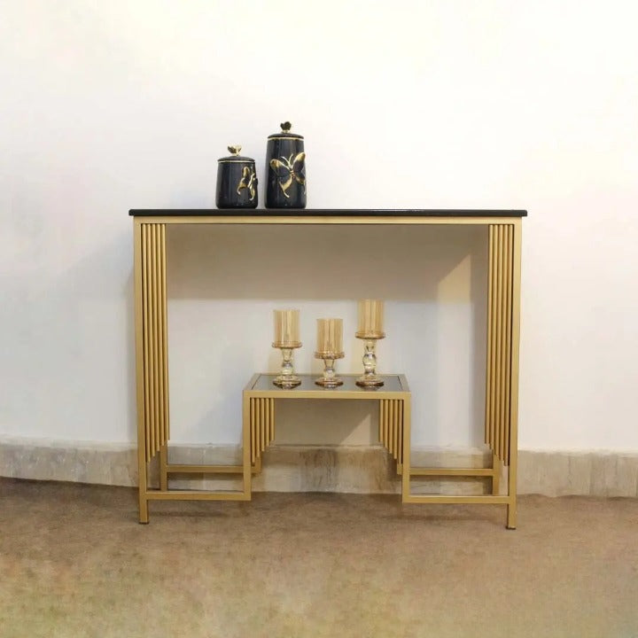 Modern 2-Tier Gold Console Table