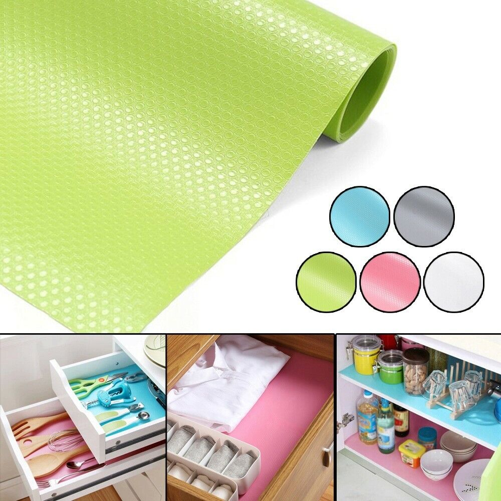 EVA Shelf Liners, Non-Slip Non-Adhesive Shelf Liners for Kitchen Cabinets  Cupboard Drawer Cushion Shelves, DIY Multipurpose Refrigerator Liners,  17.7 x 59- Clear 