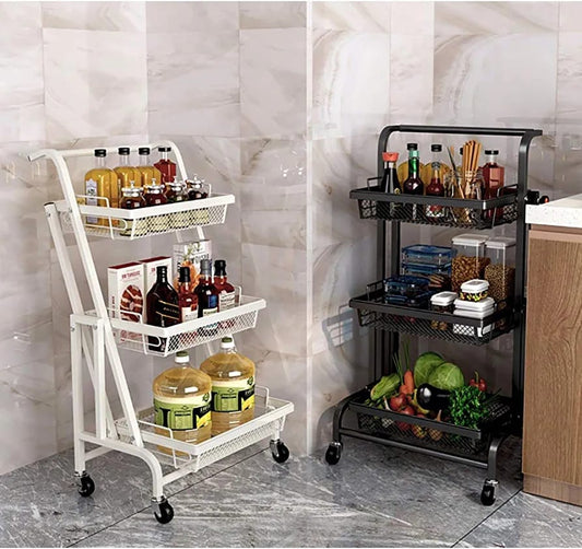 Convenient Kitchen Trolley Wire Basket